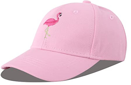 LANGZHEN Baumwolle Sonnenhut Baumwolle Baseball Cap Adjutable Strapback Fit Mädchen Jungen Kind (M-Pink Flamingos)
