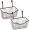 WUWEOT 2 Pack Grid Storage Baskets with Hooks, Over Cabinet Door Organizer, Wire Basket Hanging Storage Organizer Steel Wire Sink Organization for Kitchen & Bathroom, Holds Shampoo, Body Wash, Bronze