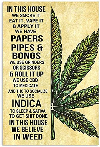 Inga Blechschild Cannabis Weed We Smoke it eat it vape it Metallschild Geburtstagsgeschenk 20,3 x 30,5 cm