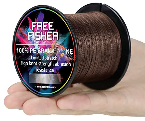 SXSHUN Linea di pesca treccia 4 fili filo di pesca liscio PE 10-100lb treccia linea carpa linee di pesca acqua salata per pesca in mare 300M, marrone, 300M 80lb/31.0KG/0.45MM/7.0#