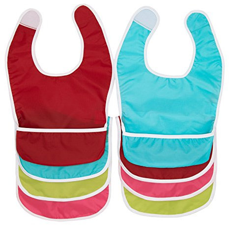 ZOLLNER 8er Set Baby Lätzchen mit Klettverschluss und Auffangschale, 37x23 cm