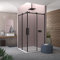 Box doccia angolare 75x75 cm scorrevole in cristallo temperato 8mm H200 cm profilo NERO OPACO LAPO