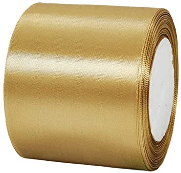 Cinta dorada champán de 75 mm de ancho para envolver regalos, cinta dorada de satén de doble cara de 22 m, cinta decorativa grande y gruesa para manualidades, Navidad, boda o regalos