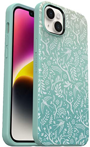 OtterBox Symmetry+ Case for iPhone 14 Plus with MagSafe, Shockproof, Drop Proof, Protective Thin Case, 3X Tested to Military Standard, Antimicrobial Protection, Feathers/Ferns