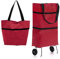 INHEMING Faltbare Trolley-Taschen, Einkaufstrolley Einkaufstasche mit Rollen,2 in 1 Klappbarer Einkaufswagen für Zuhause Supermarkt Strapazierfähige Tasche - Rot