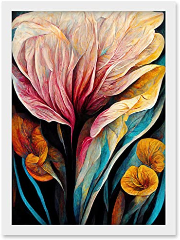Doppelganger33 LTD Abstract Tropical Floral Bloom Acrylic Flower Artwork Framed Wall Art Print A4
