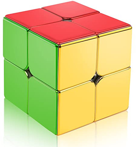 D-FantiX Magnetisch Spiegel Zauberwürfel 2x2, Speed Cube 2x2x2, Cyclone Boys Original Puzzle Stickerlos Magischer Würfel, Glänzende Reflektierender Mirror Cube Geschenk für Erwachsene und Kinder