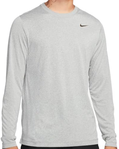 Nike Men's M Nk Df Tee Rlgd LS Reset Long Sleeve TOP, Tumbled Grey/Flt Silver/HTR/Black, M