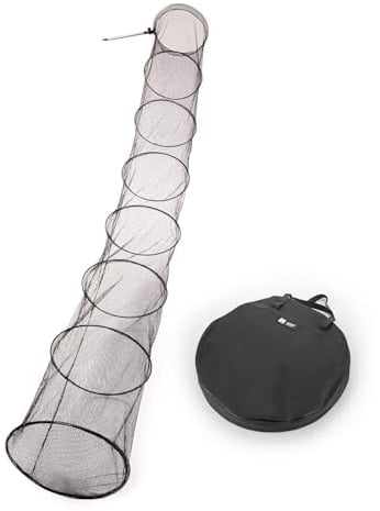 Zite Fishing Setzkescher Gummiert 3,50m | Fischnetz Setz Ansitz mit Tasche | & Erdspeer | Fischschonendes Gummiertes Keschernetz, Setzkescher-Angeln
