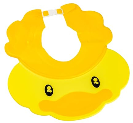 Verstellbarer Augen- und Ohrenschutz, 1 Stück, in Gelb, weicher Shampoo Schutz für Kleinkinder und Erwachsene, Duschhaube Kinder, Baby Shampookappe, Haarwaschhilfe für Haare waschen ohne Tränen
