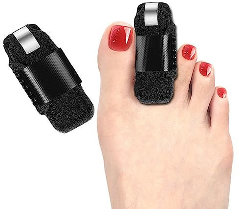 PLABBDPL Férulas para los Dedos del Pie,Corrector Dedos del Pie,Soporte de Puntera Ajustable en Forma de U,Para Fracturas de Dedos de los Pies,Esguince (1 Paquete 3 Soportes de Aluminio) -Negro