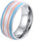 OAKKY Unisex 8mm Einzigartig Cool Emaille Bunte Streifen LGBT Homosexuell Stolz Ring Edelstahl Eternity Paar Hochzeit Band Transgender Größe 54 (17.2)