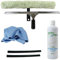 GBPro Limpiacristales profesional de acero inoxidable de 45 cm + barra en T y micro manga, limpiador de vidrio de 500 ml, paño de microvidrio de escamas de pescado, hoja de goma