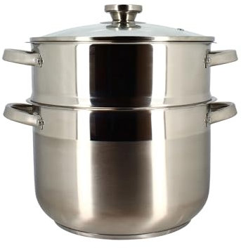 MENASTYL - Couscoussier 10L en acier inoxydable - Couvercle en verre - 4615450