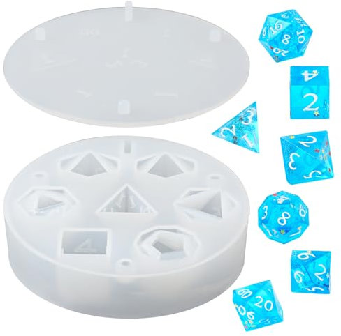 Dnd Würfel Formen Silikon, Würfelform Resin Harzwürfelherstellung 7 Standardmäßige Stereoskopische Würfelhohlräume Silikonschablone für DIY-Würfel Tischspielwürfel Geschenk für Liebhaber