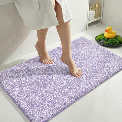 Yimobra Bathroom Rugs Mat, Extra Soft Comfortable Bath Rugs, Non-Slip, Water Absorbent and Thick Bathroom Floor Mats, Machine Washine, Shaggy Rugs for Shower Bathtubs, 36 x 24 Inch, Purple
