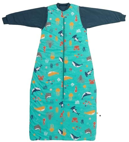 schlummersack Kinder Schlafsack Baby ganzjährig 130 cm Meerestiere | Ganzjahresschlafsack Baby mit Ärmel abnehmbar 2.5 Tog Baby Schlafsack ganzjährig | Ganzjahres Schlafsack Baby