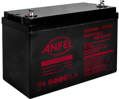 Batteria 12V 100Ah CICLICA Ricaricabile AGM Deep Cycle Solare Camper Barca Nautica UPS Sicurezza Veicoli Elettrici Impianti fotovoltaici SCARICA LENTA