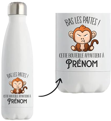 Bouteille Gourde Isotherme Prénom personnalisable bas les pattes | idée cadeau personnalisé drôle et original