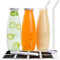 Confezione da 3 bottiglie in vetro trasparente da 500 ml, riutilizzabili, con cannucce di vetro, contenitori per latte, succhi, frullati, marmellate e acqua da 500 ml
