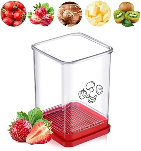 Affettafrutta 2 pezzi, affettaverdure, affettatrice con coperchio protettivo e custodia, affettafrutta multifunzionale in acciaio inox, gadget da cucina per insalate di verdura e frutta