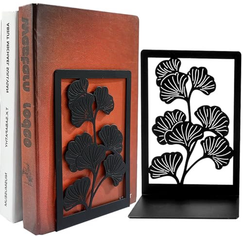 Buchstützen-Bücherstützen Metall, Buchstützen Schwarz, Bücherhalter für Regal, Dekoratives Buchstopper (Schwarz)