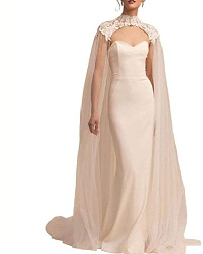 Zghhc 1 Stück Weißer Brautumhang Applikationen, Tüll, Hochzeitsumhang, Kathedrale, Langer Spitzenumhang, Abend-wickelschal, Brautaccessoires