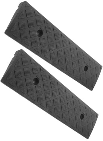 GARVALON 2pezzi Rampa Di Soglia Antiscivolo Per Interni Ed Esterni Rampe Per Auto E Scooter Design Multi-funzionale Facile Installazione Materiale Durevole Nero