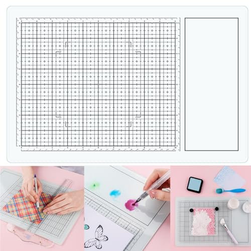 Briartw Magnetic Glass Craft Mat for Cutting, Stamping, Mixed Media, Heat Embossing & Hot Glue Projects, White Scratch & Heat Resistant Glass Board, 10.24x15.75 With Magnets