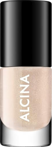 ALCINA Nail Color ice queen - 1 x 5 ml - einfaches, streifenfreies Auftragen - brillante, intensiv deckende u. langanhaltende Nägel - rosafarbener Nagellack mit Glitzerpartikel - Metallic -Finish