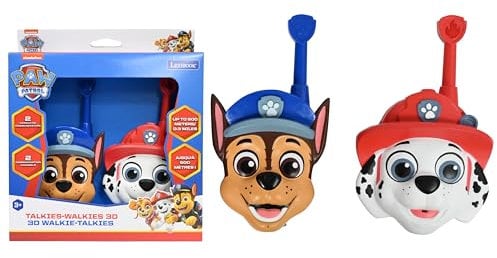 LEXIBOOK, La Patrulla Canina, Walkie-Talkies 3D Chase y Marshall, Alcance de 500m, 2 Canales de Comunicación, Clip para el Cinturón, Rojo/Azul, TW18PA