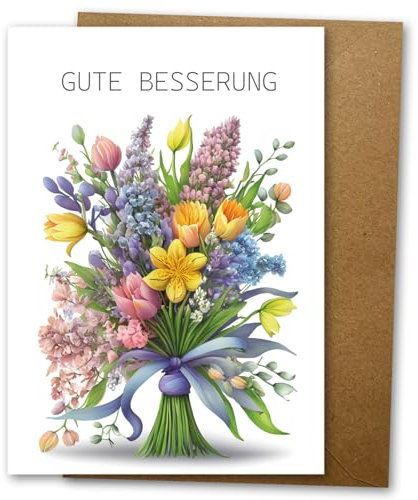 LIEBEVON Genesungskarte Gute Besserung Blumenstrauß - Karte Grußkarte mit Umschlag Genesung - A6