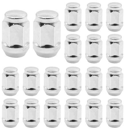 JUUDDENPARTS 20Pcs 19mm Hex Alloy Wheel Nuts, M12 × 1.5 Silver End Bulge Acorn Wheel Lug Nut, Thread Bulge Acorn Lug Nuts Replacement for Ford Fiesta C-MAX Fusion and More