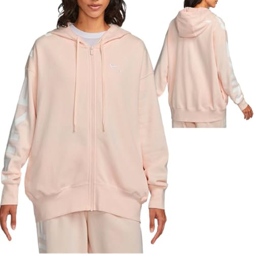 NIKE - Pullover W NSW AIR FLC OS FZ HD en Coton, Rose pâle-Blanc (M)