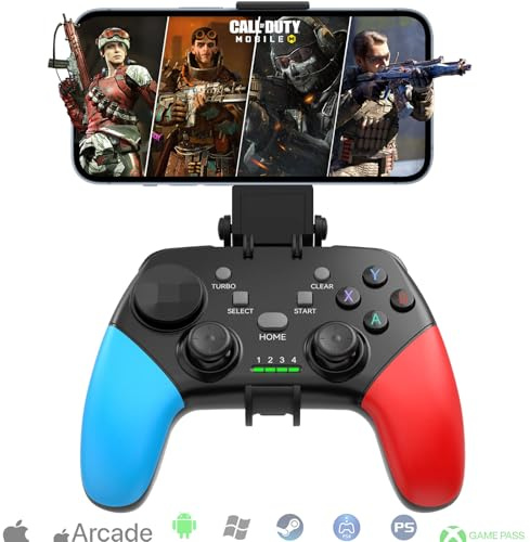Megadream Wireless Mobile Gaming Controller Gamepad for iPhone/Android/iPad/PC/Switch/PS4/PC Joystick with Phone Holder, Supported Cloud Game, Streaming on PS5/Xbox, Turbo, COD
