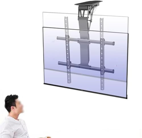 Ceiling TV Mount Bracket - Motorized Ceiling TV Mount, 0-85° Fold Down, Hidden Fold Down TV Lift, Telescopic Electric TV Lift With Automatic Lifting
