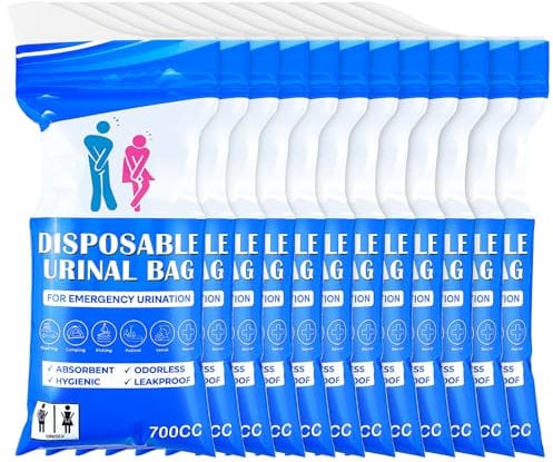 Meng Jiaran 12Pcs Disposable Urinal Bags,700ML Emergency Urine Bags,Portable Camping Pee Bag,Travel Urine Bag,Unisex Urinal Bag for Camping,Hiking,Traveling,Pregnant,Patient,Traffic Jams,Kids