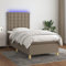 Rantry Boxspringbett mit Matratze und LED, Taupe, 90 x 190 cm, aus Stoff, Bettrahmen, Gestell, modernes Bett, Struktur für Wohnzimmer, Schlafzimmer Modell 3135721