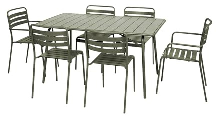 Alice's Garden sweeek - Klappbarer Gartentisch aus Stahl mit 2 Sesseln und 4 Stühlen 141,2 x 80 x 72,5 cm - Amelia