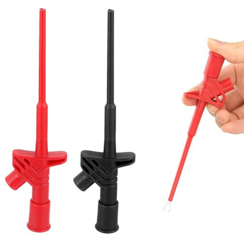 Lot de 2 sondes de test avec pince crocodile isolée 10 A avec prise banane de 4 mm, sonde amovible, multimètre, pointes de mesure, noir, pour tests électriques, 1000 V/10 A, rouge et noir