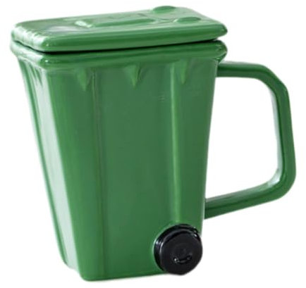 Milageto Coffee Cup Water Cup Comfortable Handle Bar Accessories Recycle Bin Mug Trash Can Cup for Party Breakfast Travel Tea Water, Green