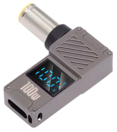 NFHK USB C to DC Adapter,USB C Female to DC 7.9x5.4mm Barrel Jack Plug PD 100W Laptop Fast Charging Adapter with Wattage Display
