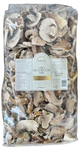 Edesia Dried Mixed Mushrooms (EU Origin) 450 g Premium Mushroom Varieties (Oyster, Skiitake, Champignons and Porcini)