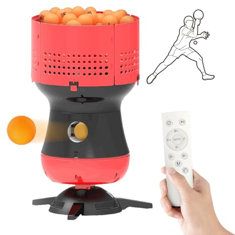 XEEAOFE Tischtennis-Trainer-Roboter mit 90-Ball-Reserve - Aufschlagsgeschwindigkeit/-Frequenz Einstellbar, Pingpong-Ballwurfmaschine für Fitnessstudios Schulen Trainingszentren
