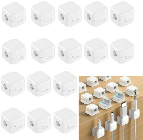 12 Stück Kabelhalter, Magnetische Kabelhalter Schreibtisch – Cable Holder Magnetisch, Selbstklebende Kabelclips für USB, Ladekabel & MagSafe, Magnet Verschluss für Kabelmanagement