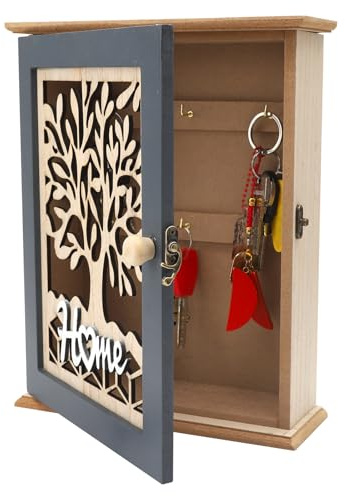 Boite a Clef Decorative, Boite a clefs murales, Boite à clés, Boite a clefss Murale Design oîte à clés en Bois Vintage avec 6 Crochets Peut être utilisé au Bureau ou à la Maison