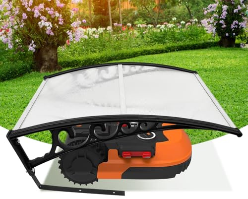 Jaxguom Garage pour robot tondeuse, garage pour robot tondeuse, vent et intempéries, protégez la tondeuse robot contre les rayons UV, housse de protection pour robot tondeuse, 106 x 87 x 50 cm, blanc