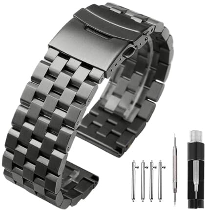 Kai Tian 18mm 20mm 22mm 24mm 26mm gebürstetes Finish Herrenuhrband Edelstahlarmband Silber Blakc Blau Uhrenarmbänder Ersatz Faltschließe Metall Uhrenarmbänder für Männer Frauen