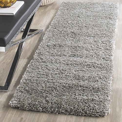 SAFAVIEH California Shag Collection Runner Rug - 2'3 x 7', Silver, Non-Shedding & Easy to Clean, Ultra Plush Thick Pile, Ideal for Hallway, Foyer, Entryway, Bedroom (SG151-7575)