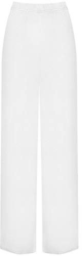 WearAll Plus Size Womens Plain Palazzo Wide Leg Flared Ladies Trousers Pants - White - 16-18